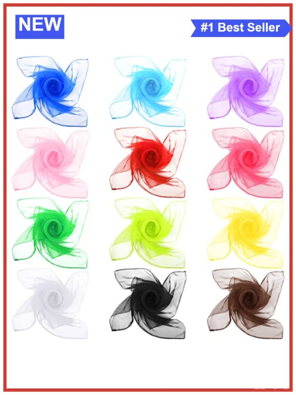 Chiffon Square Neck Head Scarf Sheer Lightweight Wrap Set